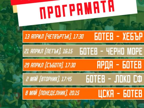 Програмата на Ботев до края на редовния сезон
